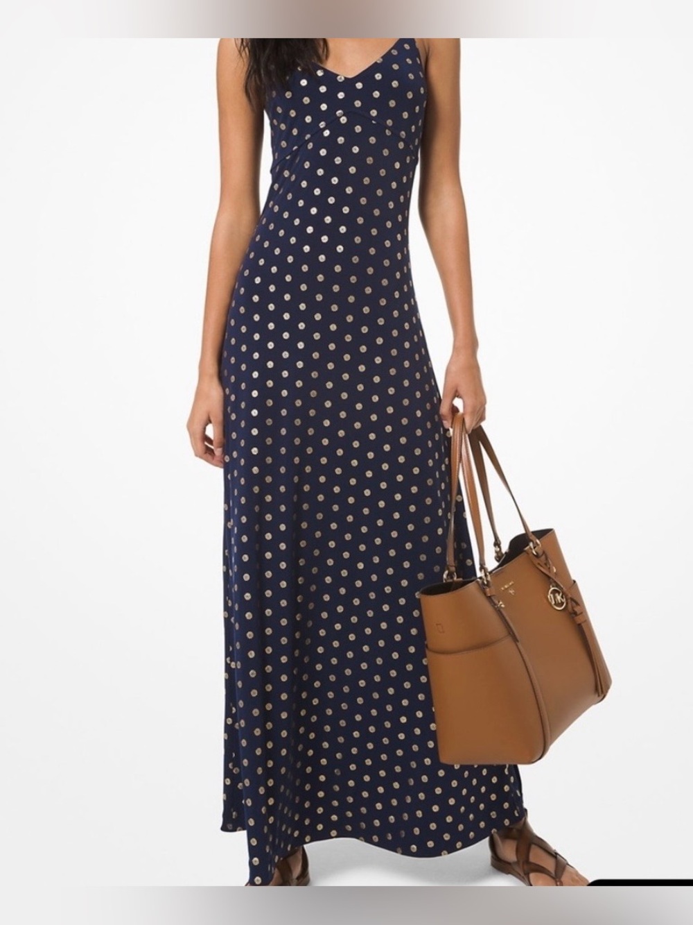 Michael Kors Navy Polka Dot Slip Maxi Dress
